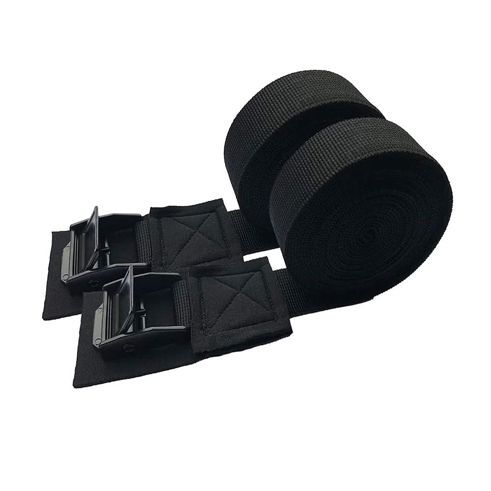 Tiardey 1 pair Black 10ft Tie Down Straps, Surfboard Canoe Strap, Surf Roof Kayak Straps, Adjustable Buckle Straps for Roof rack binding
