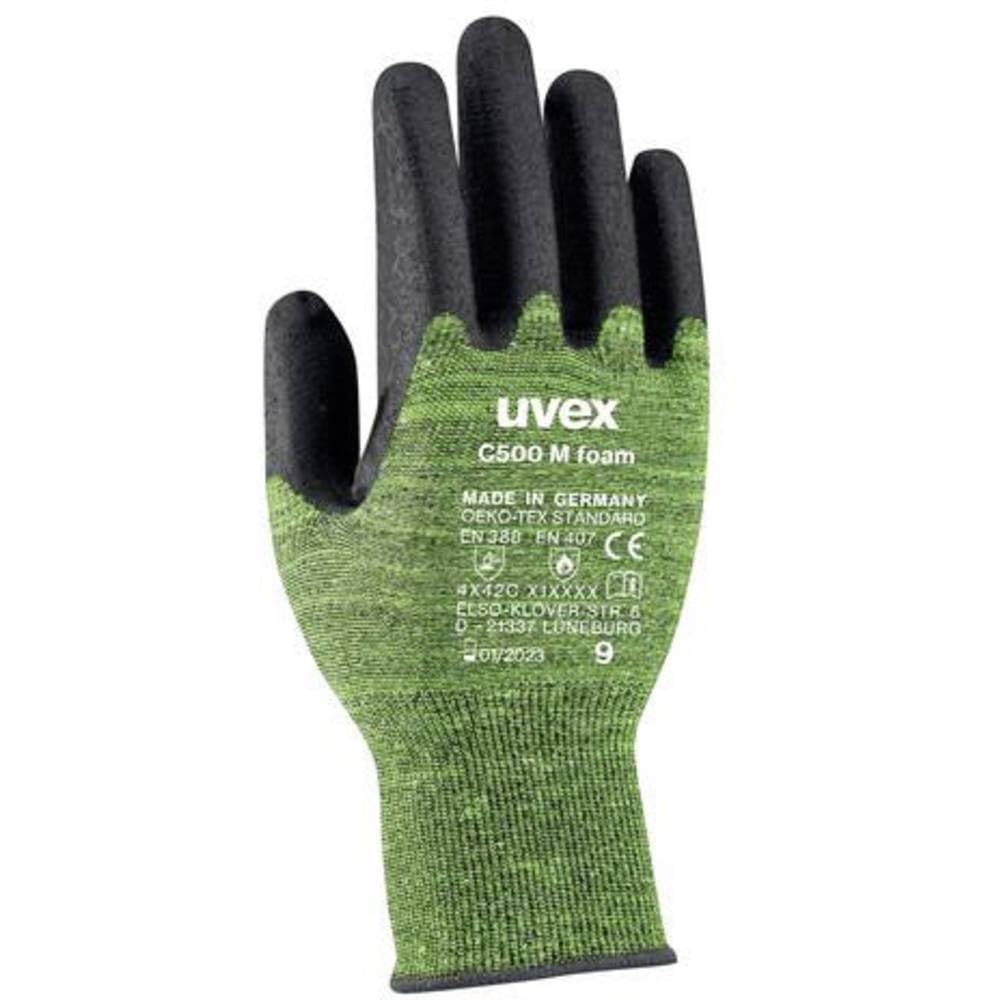 Uvex Gloves C500 M foam Unisex 8,Green/Black