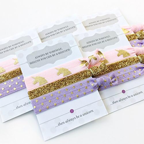 Unicorn Party Favors (15 Pack) Birthday, Baby/Bridal Shower, Bachelorette Hair Ties