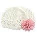 My Lello Infant Baby Girl's Crochet Beanie Hat with Flower White/Light Pink