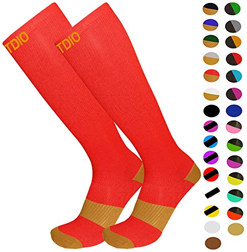 Knee High Graduated 15-20mmHG Compression Socks, For Nurses, Pregnancy, Exercising, Tennis, Cardio, Cycling-By FITDIO