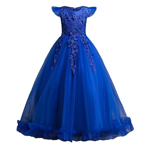 HUAANIUE Mädchen Hochzeit Brautjungfernkleid Hochzeitskleid Blumenmädchen Kleidung Abendkleid Langer Rock Prinzessin Kleid