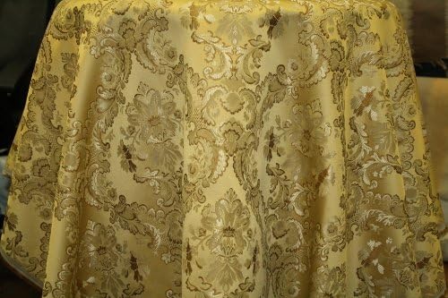 Montecarro Collection,color Gold 100 Jacquard Floral, Fabric By the Yard by Fabric Drapery
