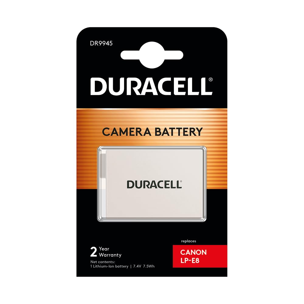 Duracell DR9945 Premium Analog Canon LP-E8 Battery for EOS 550D 600D 700D 7.4V 1020mAh , white