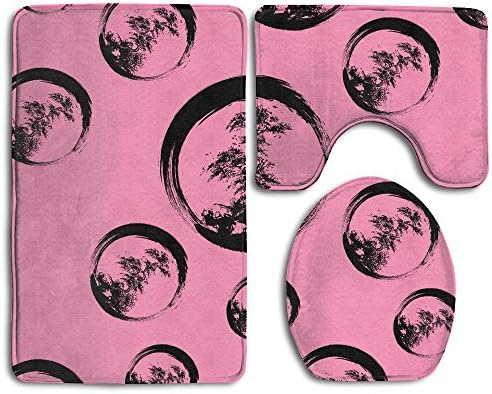 Japanese Bonsai Tree Psychedelic Unisex Shower Liner 3 Piece Bath Rug Rug Set