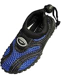 Childrens Kids Wave Water Shoes Pool Beach Aqua Socks (9, Black/Royal)