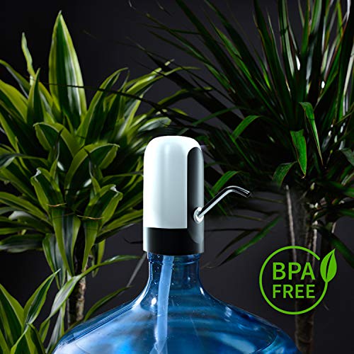 Water Bottle Pump USB Charging Universal Electric Water Bottle Dispenser Improved Portable Electric Water Pump Water Tower for Bottle Universal 2-5 Gallon Water Jug Pump by SunnyHome