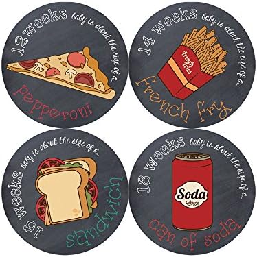 Junk Food Chalk Baby Bump Week Stickers - Set of 12 - Like Shown
