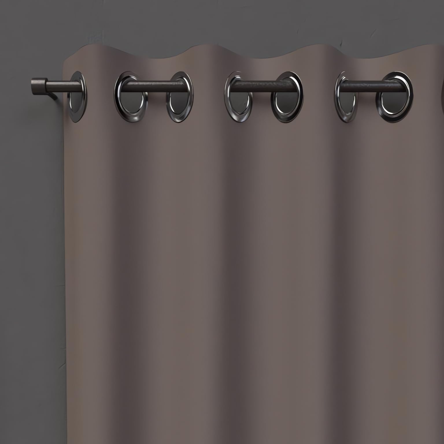 Soleil d'ocre, Alix Blackout Curtain with Eyelets Mocha, Polyester, 135 x 180 cm