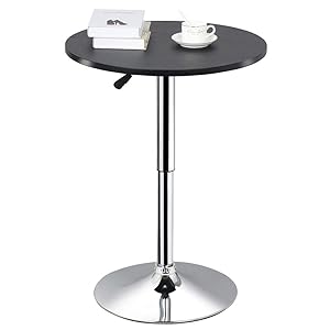 Topeakmart Round Pub Table Bar Height MDF Top Adjustable 360 Swivel Bar Tables Tall Cocktail Tables Bistro Table