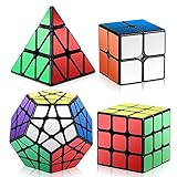 ROXENDA Speed Cubes, 2x2x2 3x3x3 Megaminx Pyramid Speed Cube Set - Easy Turning and Smooth Play - Turns Quicker and More Precisely Than Original