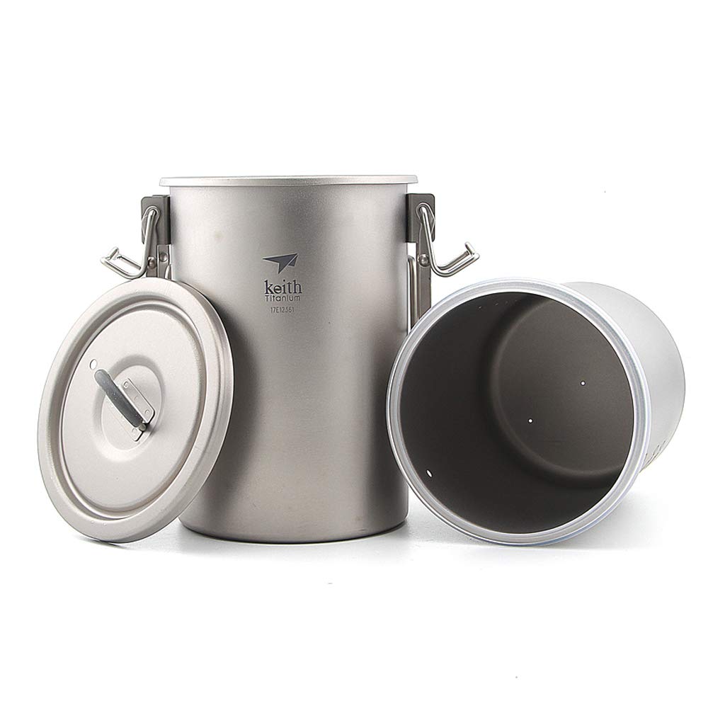 Keith Ti6300 Titanium Outdoor Camping Cooking Pot With Folding Handles Hiking Cooker Travel Picnic Cookware Utensils 900ml 256g