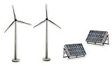 Scene-A-Rama Scene Setters Alternative Energy Set Wind Turbines & Solar Panels (2 ea)