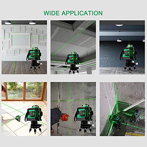Electronic Laser Level, 12 Lines Green Beam 131Ft Vertical Horizontal Line with 1 Tripod Base,Rechargeable Battery, Wider Range of Illumination,High Precision
