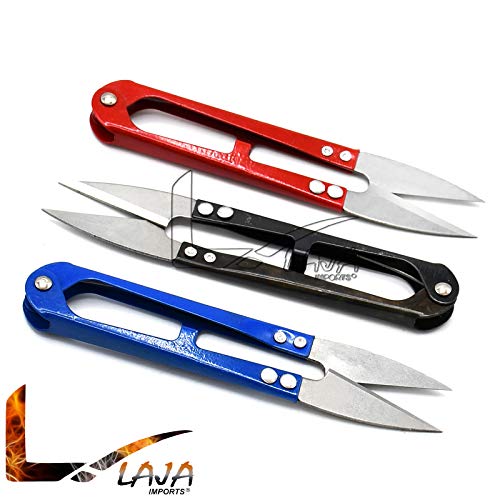 LAJA Imports 3 PCS Sewing Trimming Scissors Thread Nippers Snipper Clippers Blue Red Black - Thumbnail 4