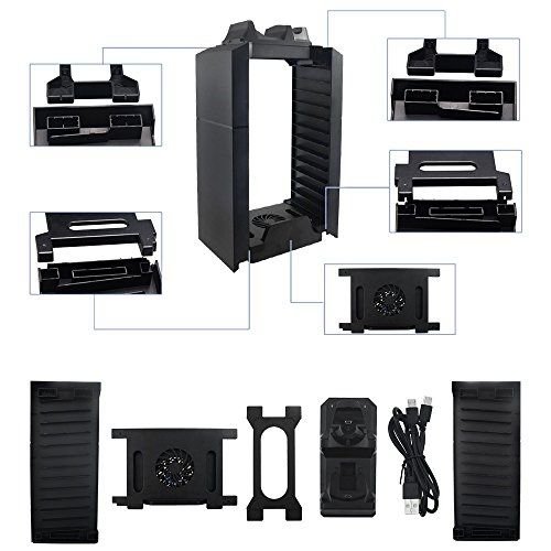 Anrain PS4 / PS4 Slim / PS4 Pro Vertical Stand Cooling Fan with Game Storage Tower - Thumbnail 3