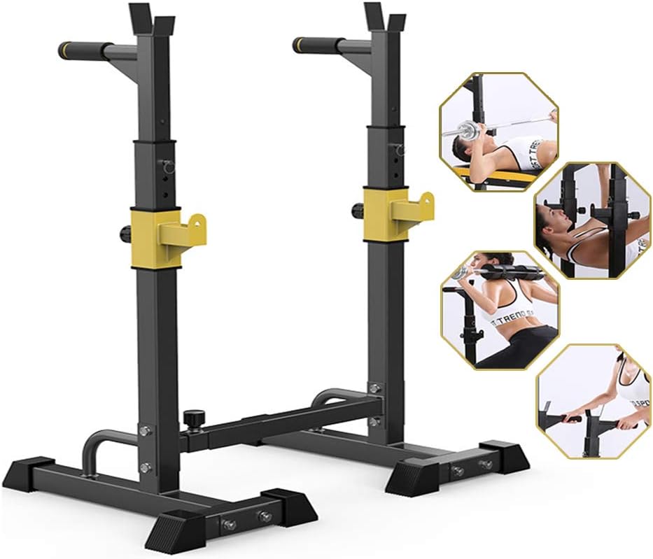 Adjustable Squat Rack Stand Power Weight Bench Support, Multifunction Indoor Weightlifting Rack, Weightlifting Household Barbell Stand, Black