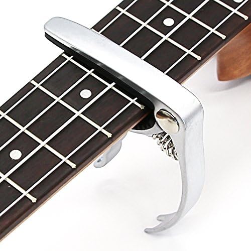 MELODIC Guitar Capo with 6 Free Guitar Picks for Ukulele Acoustic and Electric Guitars- Made of Zinc Alloy (Silver)