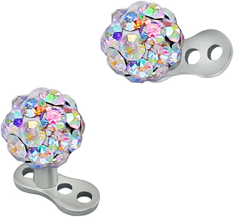 Surgical Steel Round Crystal Ferido Ball Anchor Tops and Base Internally Threaded Microdermals Piercing