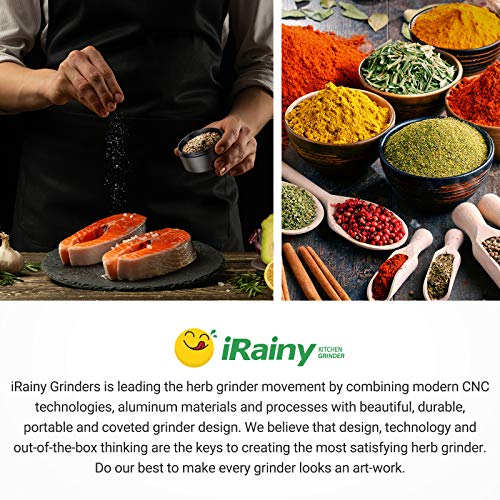 iRainy Herb Grinder 4 Piece Aluminum Large 2.5" Spice Grinders with
