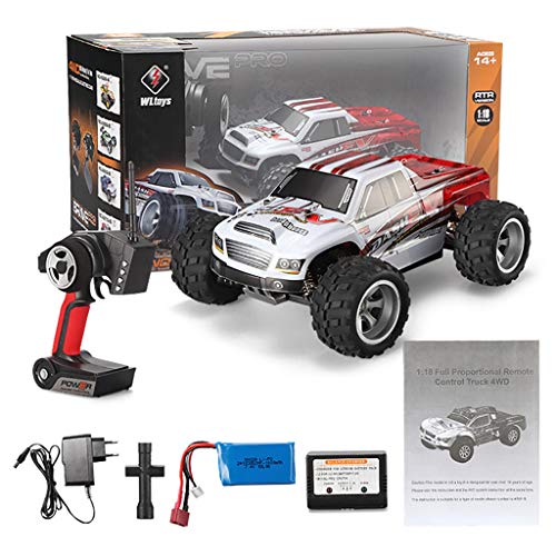 Fewear Ship from USA,1:18 Scale RC Car 75KM/H High Speed,2.4Ghz Radio Controller Off Road RC Trucks with Rechargeable Batteries,4WD Electric Vehicle,Electric Toy Car for All Adults & Kids Gift (A)