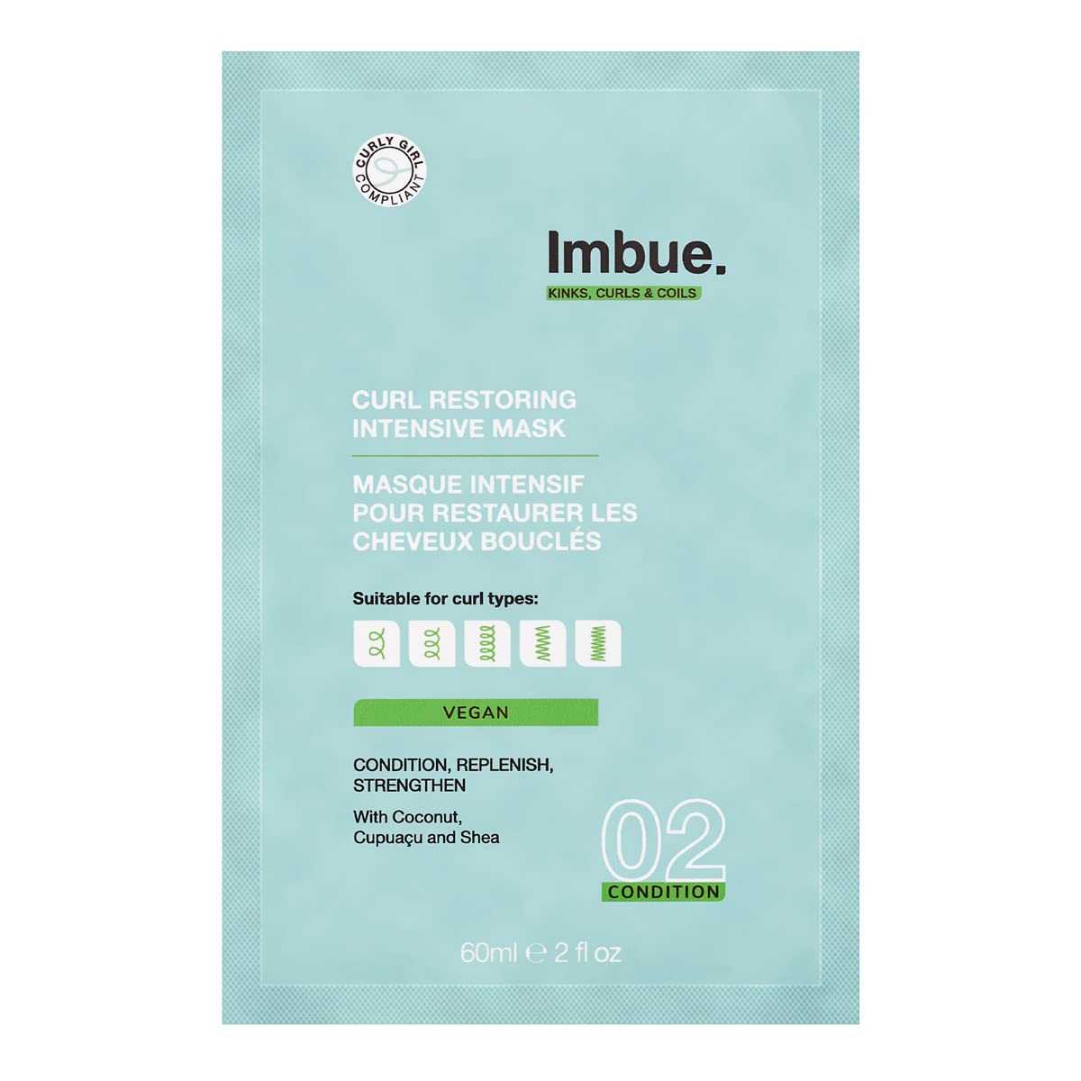 Imbue Curl Mask Sachet - Vegan and Curly Girl Compliant, 60ml