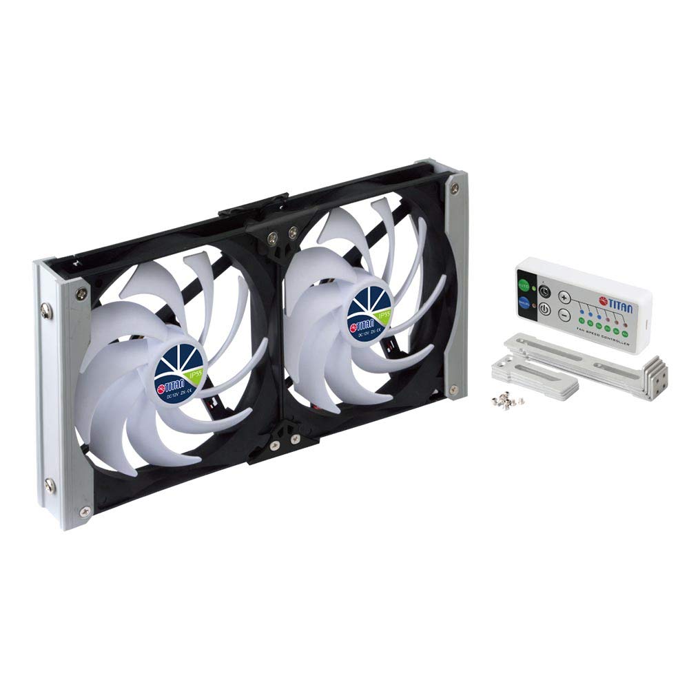 Titan- 12V DC IP55 Waterproof Double Rack Mount Ventilation Cooling Fan with Timer and Speed Controller- TTC-SC20 (90mm)