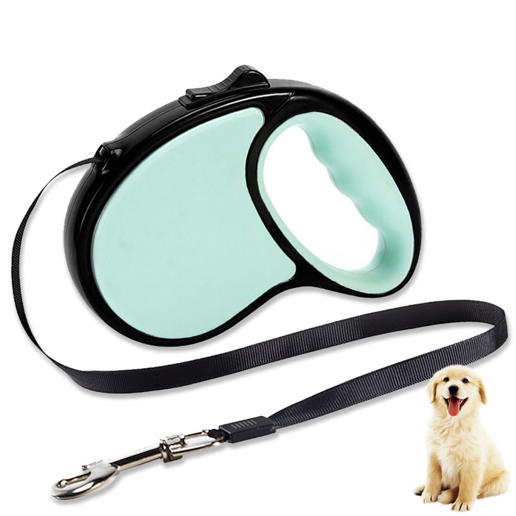 Retractable Dog Lead 5M/16FT 360°Tangle-Free Dog Lead with Anti-Slip Handle One-Button Brake&Lock for Small Medium Dogs (Green)