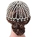 BABEYOND 1920s Crystal Cap Headpiece Rhinestone Head Chain Roaring 20s Great Gatsby Hair Accessories for Art Deco Party (Silver Pearl)