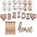 Bridal Shower Bachelorette Party Decorations Kit Rose Gold - Set Includes 1 Fringe Curtain, 1 Set of Bride Balloons, 1 Love Balloon, 2 Heart Balloons, Latex 4 White, 4 Rose Gold, 4 Confetti Balloons