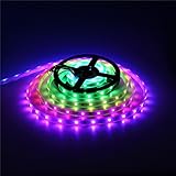 ALITOVE 16.4ft WS2811 RGB Addressable LED Flexible Strip Light 12V DC 5m 150 LEDs IP67 Waterproof White PCB for TV Backlight Outdoor Advertising Signs