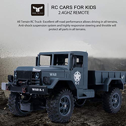 image for RC Cars for Kids,2.4GHZ Remote Control Military Truck 4WD Off-road Cra