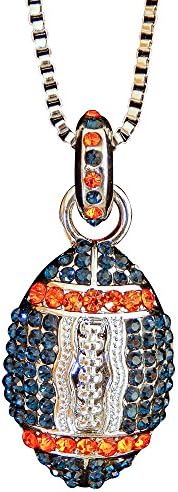 Sports Novelties Football Necklace, Navy Blue/Orange