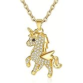 Unicorn Necklace,Crystal Rhinestones Pendant Necklace Jewelry Christmas Valentines Birthday Gift for Women
