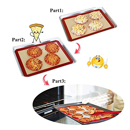 Silicone Baking Mat 3 Pack Silicone Mat for Baking Sheets Nonstick for Baking Sheet Cookie Bread -Macaron/Pastry/Cookie/Bun/Bread Making (16.5" x11.6”)