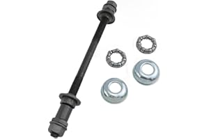 Meuey Lyot Bicycle axle 190mm/7.48inch Bicycle Ball Bearing Retainer Bike Hub Cups Bicycle hub Axle 3/8" Black 26tpi Hub Conical Lock nut Washer Kit 1 Set
