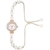 ADSBIAOYE Women's Fashion Simple Floral Bracelet Watch Diamond Quartz Light Luxury Watch