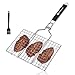 BearMoo Portable Stainless Steel BBQ Barbecue Grilling Basket with Removeable Handle for Fish, Vegetables, Steak, Shrimp, Meat, Food. Useful BBQ Tool