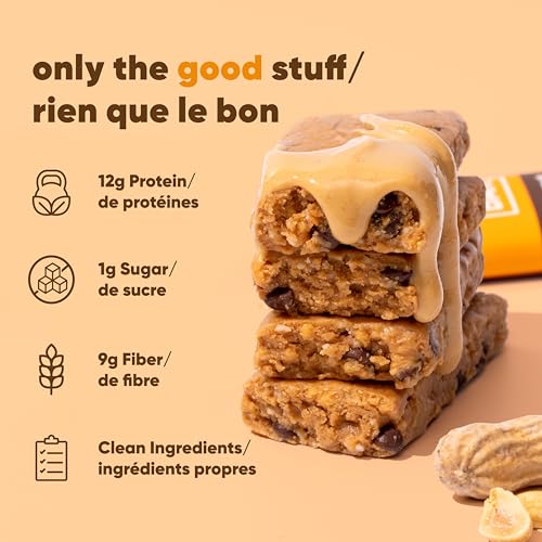 IQBAR Clean Plant Protein Bars - Peanut Butter Chip - 12 Count - Keto, Vegan, High Fiber, Gluten and Dairy Free, Low Sugar Snack - Brain and Body Nutrients for Focus, Energy, Meal Replacement