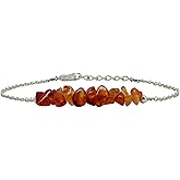 Gempires Real Carnelian Crystal Bracelet Orange Gemstone Handmade Jewelry July Birthstone Hypoallergenic 8 Inch Silver Plated Lightweigt Women Bracelets For Women