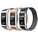 Bands for Fitbit Charge 2, SailFar 3 Pack Magnetic Clasp Mesh Loop Milanese Stainless Steel Metal Bracelet Strap/Watch Band for Fitbit Charge 2, Men/Women, Gold, Silver, Black, Small