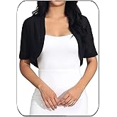 GORAIS Evening Chiffon Shrugs Black Short Sleeve Jacket Open Front Sheer Bolero Cardigan for Women and Girls
