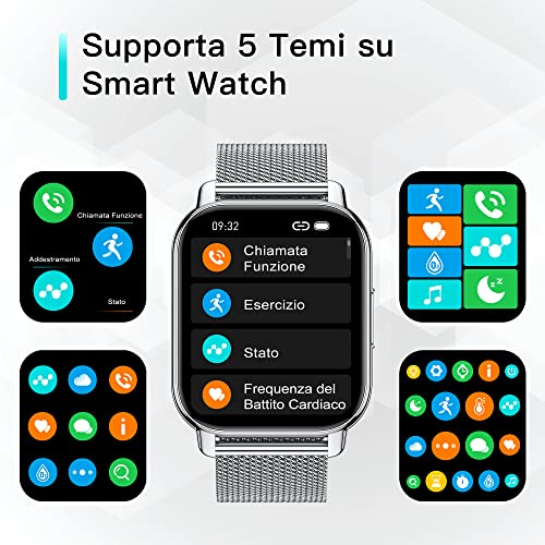 Popglory Smartwatch Men Women 2 Straps Watch Calls and Whatsapp Pedometer Voice Assistant 24H Digital Watch Heart Rate Monitor Blood Pressure SpO2 Sleep for Android iOS