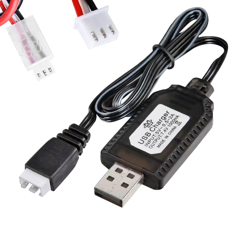 ENJOY-UNIQUE RC Charging Cable 7.4V, JST-XH-3P Plug Battery Charger USB Cable Charging Cord for LiPo Rechargeable Batteries Pack, for RC Toys Car Train Drone Boat Airplane Quadcopter
