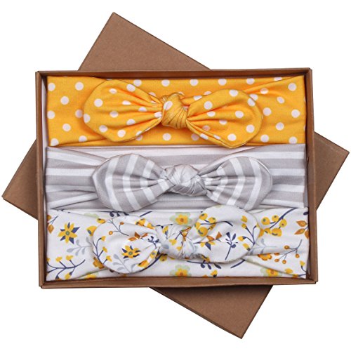 HUIXIANG Baby Girls Headbands With Bows 3 Pack Infant Toddler Headwraps Hair accessories