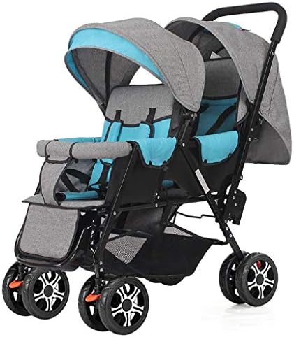XIAOLI Baby Strollers Twin Baby Strollers Lightweight Folding Front and Rear Reclining Double Trolley Child Car Mosquito Net Five-Point Seat Belt Baby Carriage (Color : E)