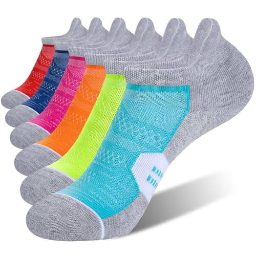 CS CELERSPORT 6 Pack Women's Ankle Running Socks Cushioned Low Cut Tab Athletic Socks
