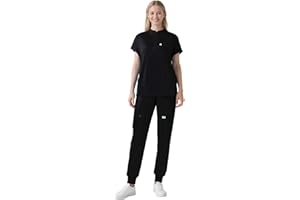 Eipnare Scrubs for Women Set - Nurse Uniform Jogger Suit Stretch Top & Pants with 11 Pockets for Nurse Esthetician Workwear