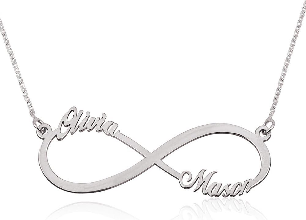 Infinity Name Necklace - Custom Made with Any Two Names- 925 Sterling Silver