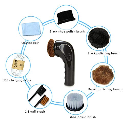 Electric Shoe Polisher Handheld Shoe Shine Kit, Electric Shoe Buffer Brush Shoe Shiner Dust Cleaner Portable Wireless Leather Care Kit for Shoes, Bags, Sofa (Shoe Polishers)